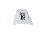 United Colors of Benetton Kız Çocuk Önü Fotoğraf Baskılı Bisiklet Yaka Uzun Kollu T-Shirt