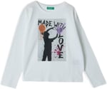 United Colors of Benetton Kız Çocuk Önü Fotoğraf Baskılı Bisiklet Yaka Uzun Kollu T-Shirt