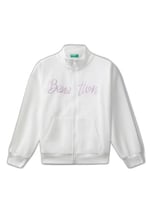 United Colors Of Benetton Kız Çocuk Önü Logo Nakışlı Cepli Fermuarlı Dik Yaka Sweatshirt