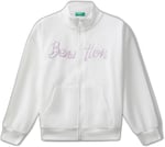 United Colors Of Benetton Kız Çocuk Önü Logo Nakışlı Cepli Fermuarlı Dik Yaka Sweatshirt