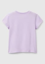 United Colors Of Benetton Kız Çocuk Parıltılı Logo Baskılı Ribana Yaka Regular Fit T-Shirt