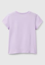United Colors Of Benetton Kız Çocuk Parıltılı Logo Baskılı Ribana Yaka Regular Fit T-Shirt