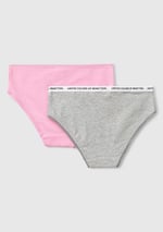 United Colors of Benetton Kız Çocuk Pembe Logo Detaylı Klasik Kesim 2'li Külot Seti
