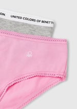 United Colors of Benetton Kız Çocuk Pembe Logo Detaylı Klasik Kesim 2'li Külot Seti