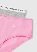 United Colors of Benetton Kız Çocuk Pembe Logo Detaylı Klasik Kesim 2'li Külot Seti