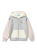 United Colors of Benetton Kız Çocuk Pembe Mix JACKET W/HOOD L/S