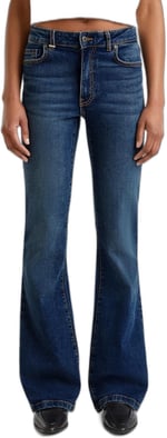 United Colors of Benetton Koyu Mavi Streç Pamuklu Cepli Normal Bel İspanyol Paça Denim Pantolon, 125P4OTADE00F