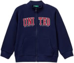 United Colors of Benetton Logo Baskılı Cepli Fermuarlı Kapüşonlu Dik Yaka Sweatshirt Kapüşonlu Sweatshirt Erkek çocuk