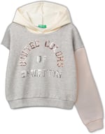 United Colors of Benetton Logo Detaylı Kapüşonlu Kısa Sweatshirt Kapüşonlu Sweatshirt Kız çocuk