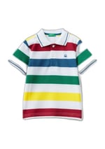 United Colors of Benetton Logo İşlemeli Çizgili Pike Polo T-Shirt Polo T-Shirt Erkek çocuk