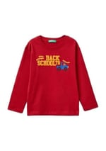 United Colors of Benetton Önü Araç Baskılı Bisiklet Yaka Uzun Kollu T-Shirt T-Shirt Erkek çocuk