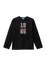 United Colors of Benetton Önü Çok Renkli Logo Baskılı Uzun Kollu T-Shirt T-Shirt Erkek çocuk