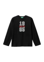 United Colors of Benetton Önü Çok Renkli Logo Baskılı Uzun Kollu T-Shirt T-Shirt Erkek çocuk