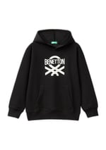 United Colors of Benetton Önü Logo Baskılı Ribanalı Kapüşonlu Sweatshirt Kapüşonlu Sweatshirt Erkek çocuk - Bedenler: S, M, L, XL, EL, KL
