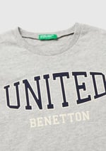 United Colors of Benetton Önü Logo Baskılı Bisiklet Yaka Uzun Kollu T-Shirt T-Shirt Erkek çocuk
