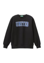 United Colors of Benetton Önü Logo Baskılı Bisiklet Yaka Ribanalı Sweatshirt Sweatshirt Erkek çocuk