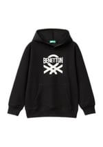 United Colors of Benetton Önü Logo Baskılı Ribanalı Kapüşonlu Sweatshirt Kapüşonlu Sweatshirt Erkek çocuk - Bedenler: S, M, L, XL, EL, KL