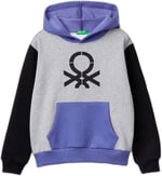 United Colors of Benetton Önü Logo Baskılı Kanguru Cepli Kapüşonlu Sweatshirt Kapüşonlu Sweatshirt Erkek çocuk