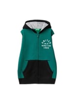 United Colors of Benetton Önü Logo Baskılı Cep Detaylı Fermuarlı Kapüşonlu Sweatshirt Kapüşonlu Sweatshirt Erkek çocuk
