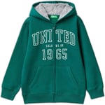 United Colors of Benetton Önü Logo Baskılı Cep Detaylı Fermuarlı Kapüşonlu Sweatshirt Kapüşonlu Sweatshirt Erkek çocuk