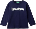 United Colors of Benetton Önü Logo Baskılı Bisiklet Yaka Uzun Kollu T-Shirt T-Shirt Erkek çocuk