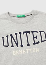 United Colors of Benetton Önü Logo Baskılı Bisiklet Yaka Uzun Kollu T-Shirt T-Shirt Erkek çocuk