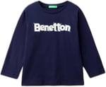 United Colors of Benetton Önü Logo Baskılı Bisiklet Yaka Uzun Kollu T-Shirt T-Shirt Erkek çocuk