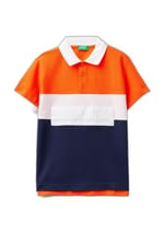 United Colors of Benetton Önü Logo İşlemeli Renk Bloklu Polo Tişört Polo T-Shirt Erkek çocuk