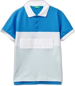 United Colors of Benetton Önü Logo İşlemeli Renk Bloklu Polo Tişört Polo T-Shirt Erkek çocuk