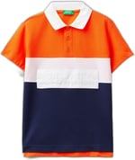 United Colors of Benetton Önü Logo İşlemeli Renk Bloklu Polo Tişört Polo T-Shirt Erkek çocuk