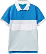 United Colors of Benetton Önü Logo İşlemeli Renk Bloklu Polo Tişört Polo T-Shirt Erkek çocuk