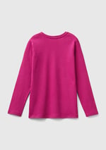 United Colors of Benetton Önü Parıltılı Logo Baskılı Regular Fit Uzun Kollu T-Shirt T-Shirt Kız çocuk