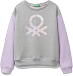 United Colors of Benetton Önü Parıltılı Logo Baskılı Bisiklet Yaka Sweatshirt Sweatshirt Kız çocuk