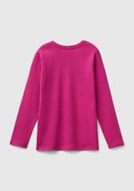 United Colors of Benetton Önü Parıltılı Logo Baskılı Regular Fit Uzun Kollu T-Shirt T-Shirt Kız çocuk