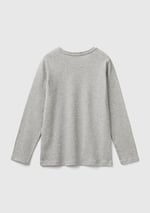 United Colors of Benetton Önü Parıltılı Logo Baskılı Regular Fit Uzun Kollu T-Shirt T-Shirt Kız çocuk