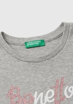 United Colors of Benetton Önü Parıltılı Logo Baskılı Regular Fit Uzun Kollu T-Shirt T-Shirt Kız çocuk