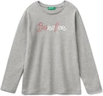 United Colors of Benetton Önü Parıltılı Logo Baskılı Regular Fit Uzun Kollu T-Shirt T-Shirt Kız çocuk