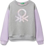 United Colors of Benetton Önü Parıltılı Logo Baskılı Bisiklet Yaka Sweatshirt Sweatshirt Kız çocuk