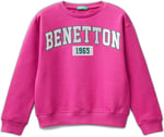 United Colors of Benetton Önü Parıltılı Logo Baskılı Bisiklet Yaka Sweatshirt Sweatshirt Kız çocuk