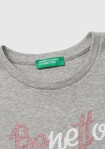United Colors of Benetton Önü Parıltılı Logo Baskılı Regular Fit Uzun Kollu T-Shirt T-Shirt Kız çocuk