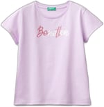 United Colors of Benetton Önü Parlak Logo Baskılı Bisiklet Yaka Kısa Kollu T-Shirt T-Shirt Kız çocuk