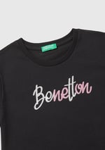 United Colors of Benetton Önü Parlak Logo Baskılı Bisiklet Yaka Kısa Kollu T-Shirt T-Shirt Kız çocuk
