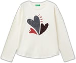 United Colors of Benetton Önü Pullu Baskı Detaylı Etek Ucu Yuvarlak Uzun Kollu T-Shirt T-Shirt Kız çocuk