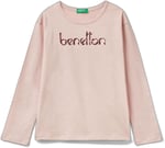 United Colors of Benetton Önü Pullu Logo İşlemeli Bisiklet Yaka Uzun Kollu T-Shirt Kız Çocuk T-Shirt