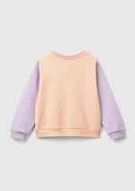 United Colors of Benetton Önü Simli Logo Baskılı Normal Kesim Bisiklet Yaka Sweatshirt Sweatshirt Kız çocuk