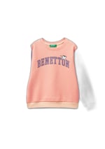 United Colors of Benetton Önü Simli Logo Baskılı Normal Kesim Bisiklet Yaka Sweatshirt Sweatshirt Kız çocuk