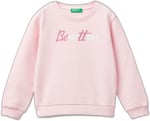 United Colors of Benetton Önü Simli Logo Baskılı Normal Kesim Bisiklet Yaka Sweatshirt Sweatshirt Kız çocuk
