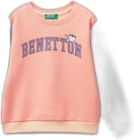 United Colors of Benetton Önü Simli Logo Baskılı Normal Kesim Bisiklet Yaka Sweatshirt Sweatshirt Kız çocuk