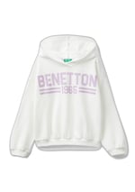 United Colors of Benetton Önü Su Bazlı Logo Baskılı Kapüşonlu Sweatshirt Kapüşonlu Sweatshirt Kız çocuk