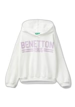 United Colors of Benetton Önü Su Bazlı Logo Baskılı Kapüşonlu Sweatshirt Kapüşonlu Sweatshirt Kız çocuk